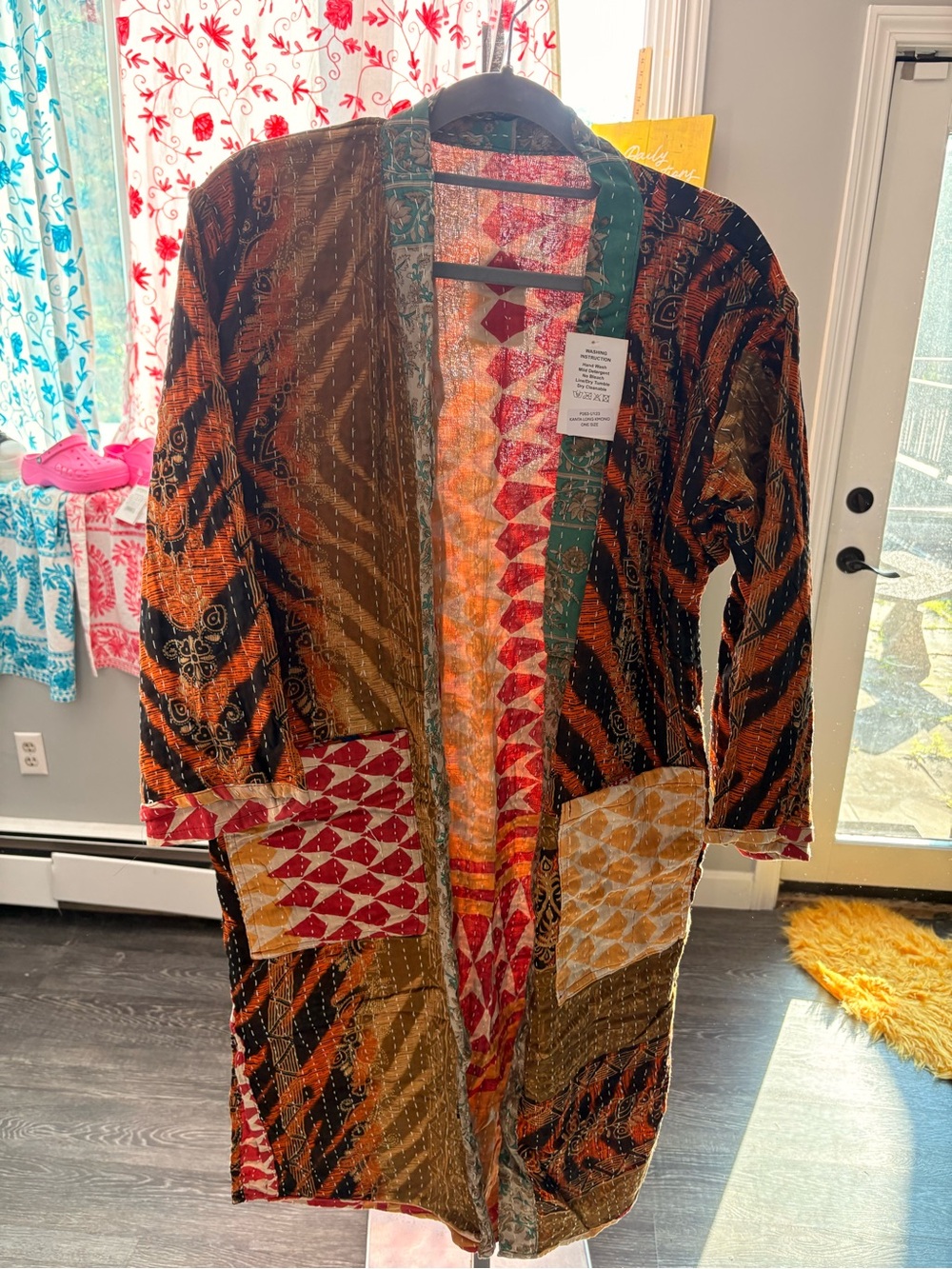 Kantha Long Kimono Jacket 100% Cotton